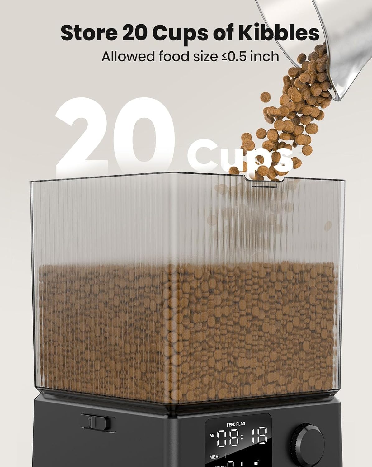 Petseliers Smart Automatic Pet Feeder with Wi-Fi Control