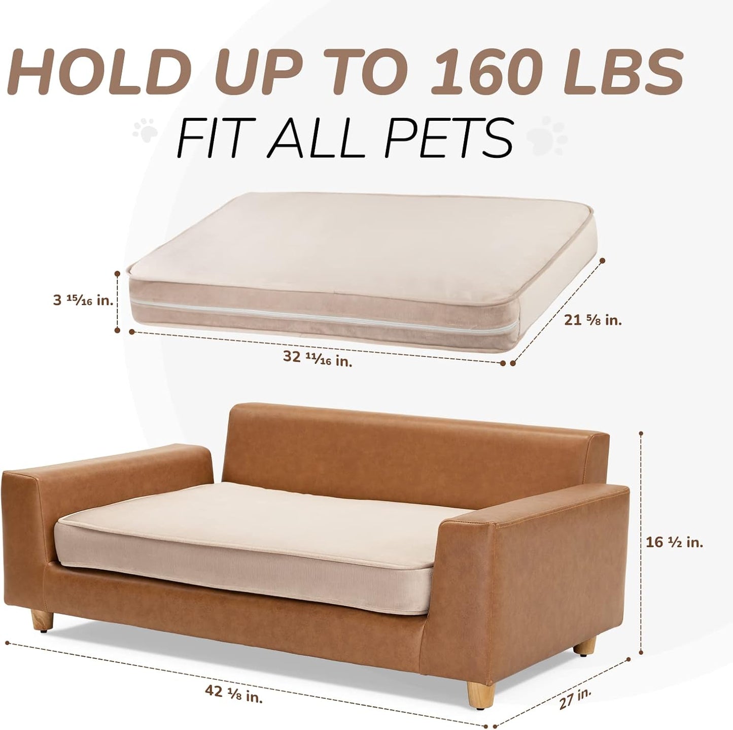 Petseliers Ultra-Luxury Pet Sofa with Velvet Upholstery