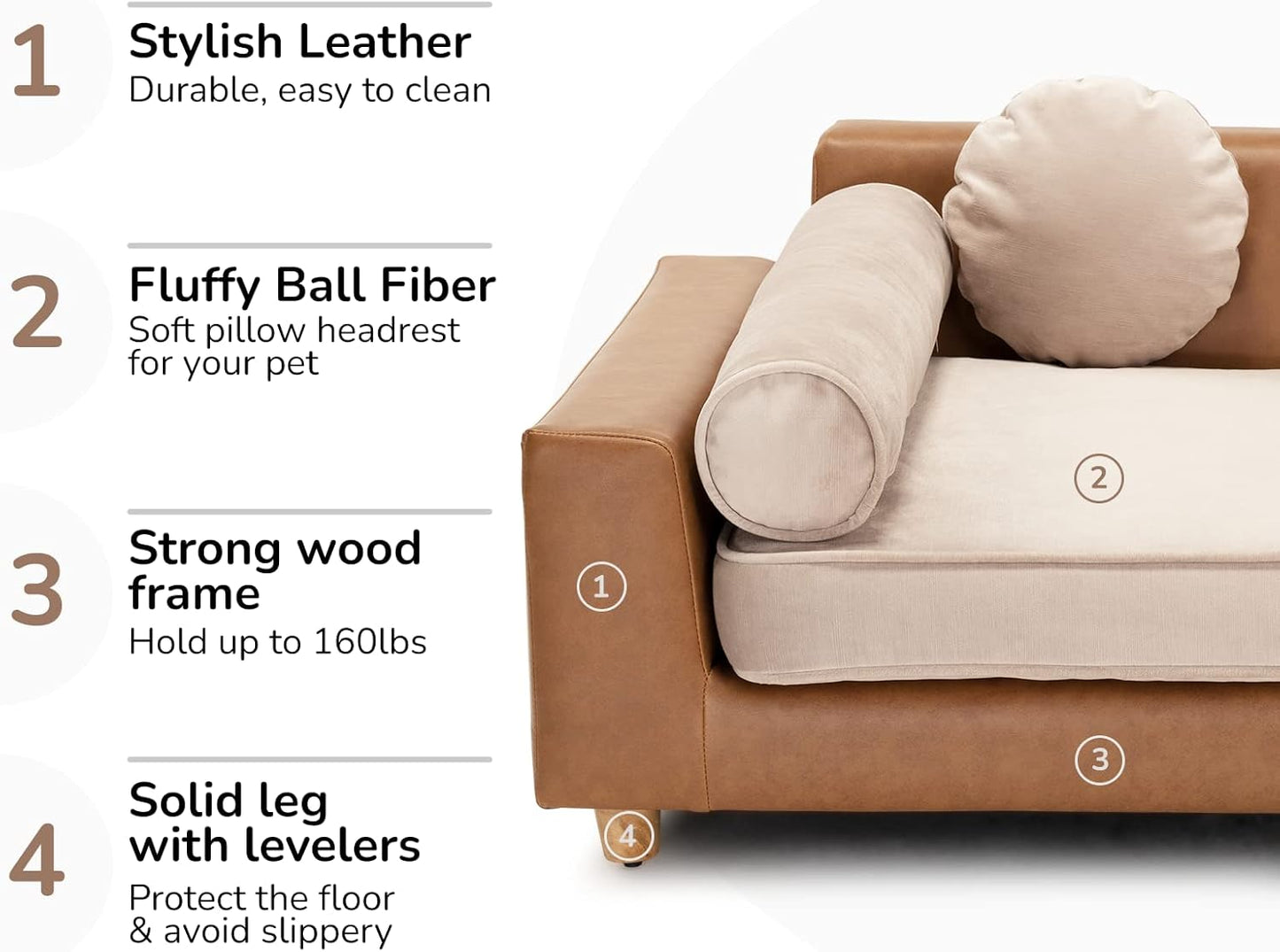Petseliers Ultra-Luxury Pet Sofa with Velvet Upholstery
