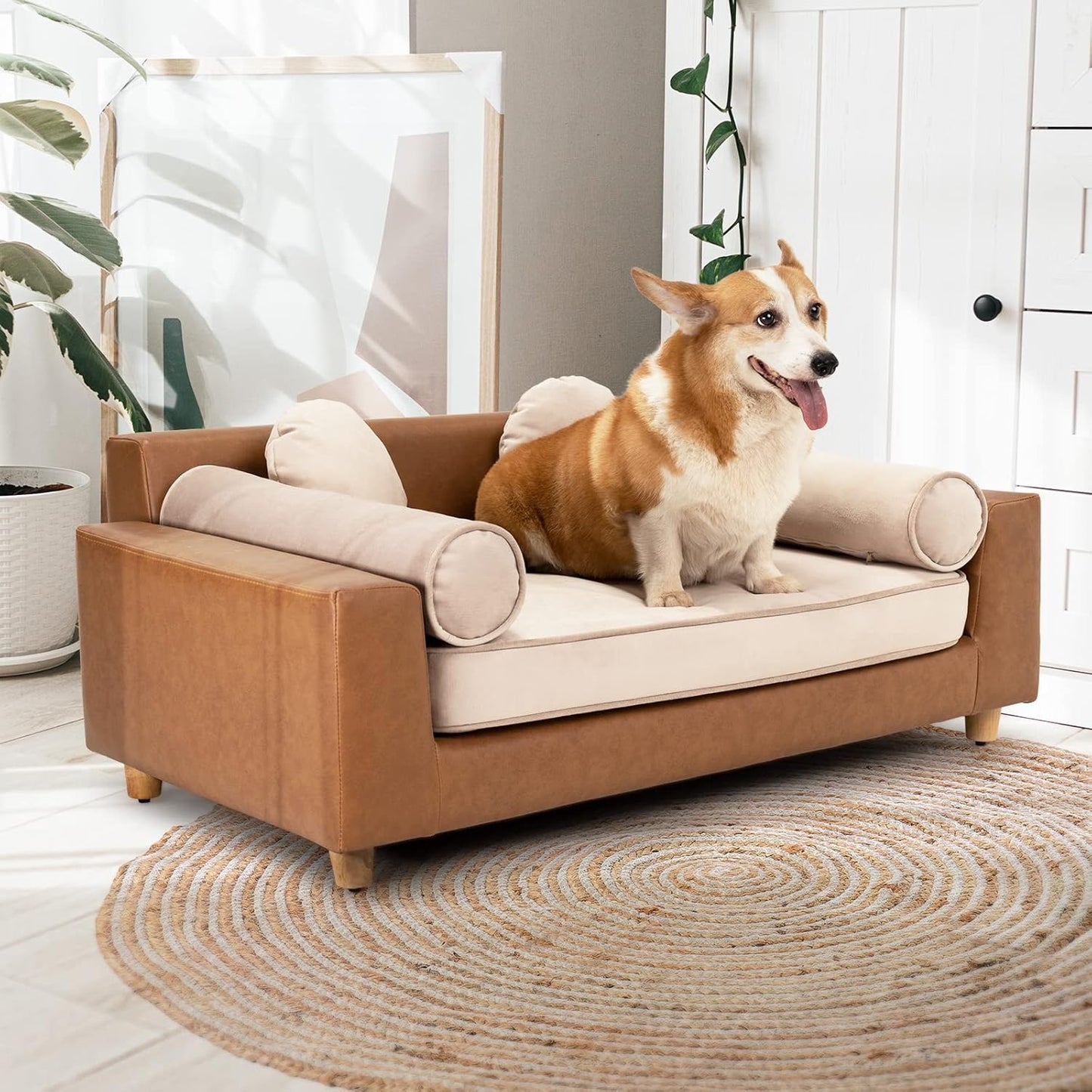 Petseliers Ultra-Luxury Pet Sofa with Velvet Upholstery