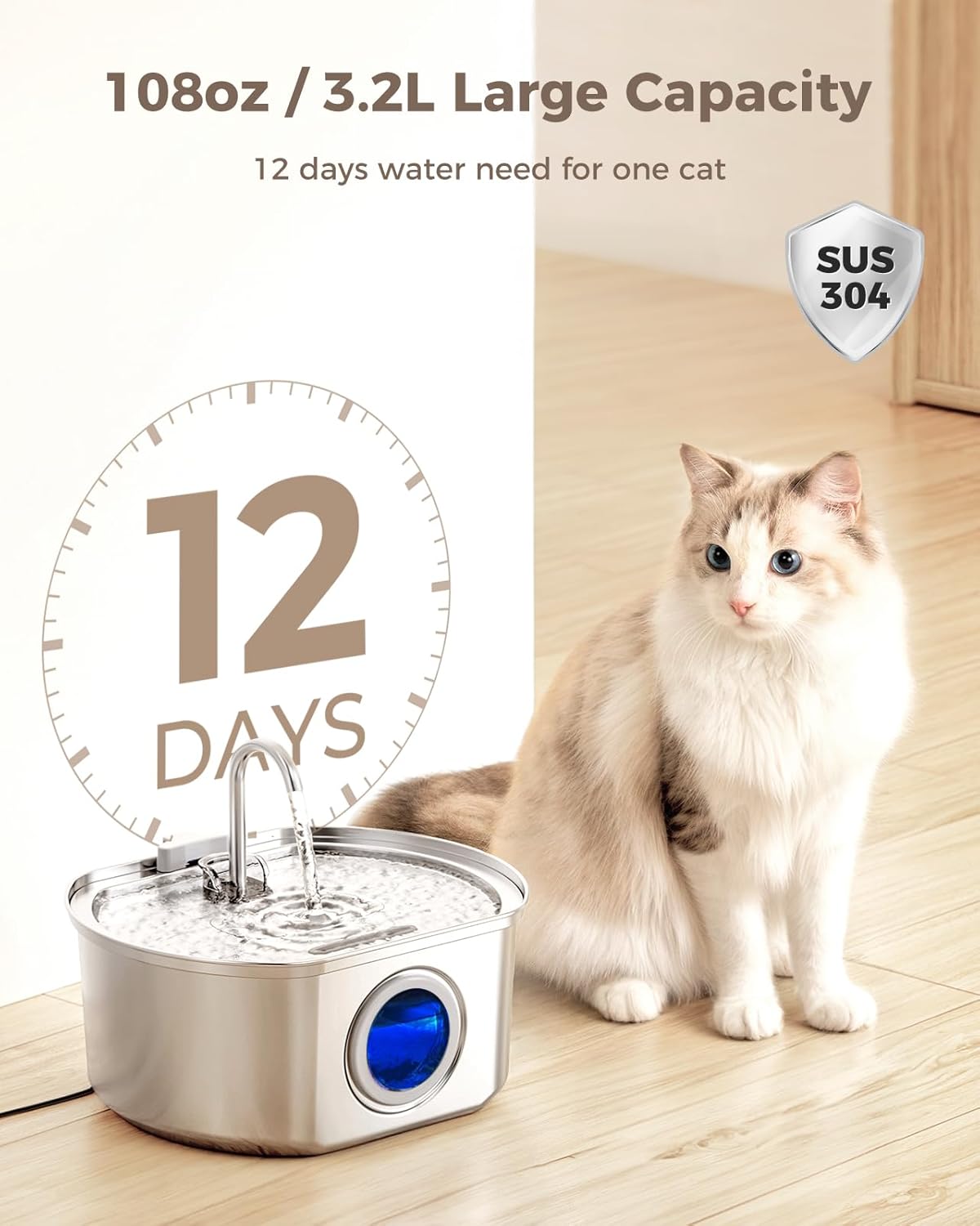 Petseliers Elite Stainless Steel Pet Fountain