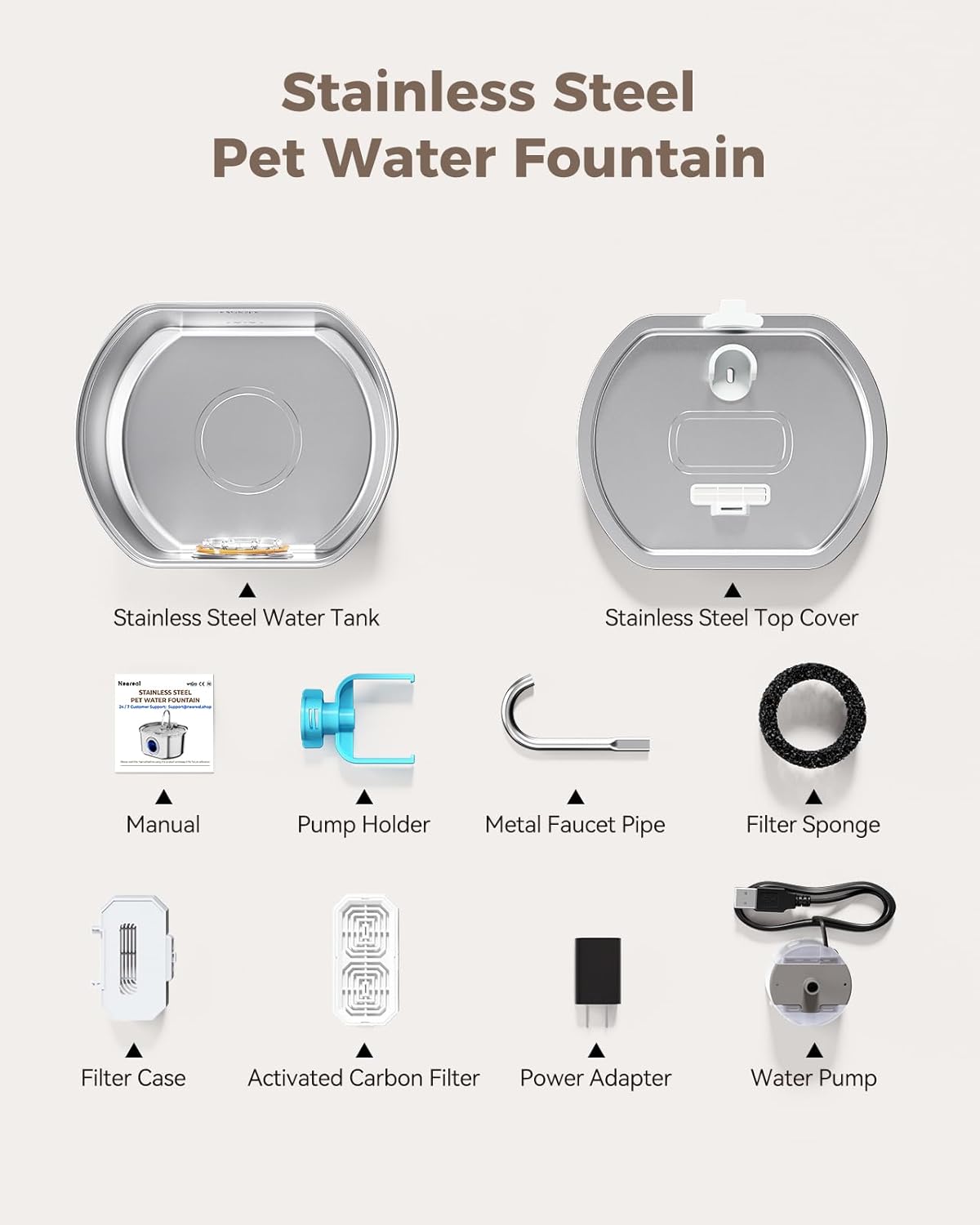 Petseliers Elite Stainless Steel Pet Fountain